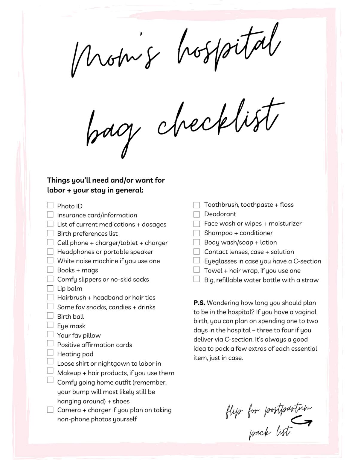 The ultimate ready-for-anything hospital bag checklist | Bump Boxes